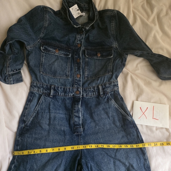 Zara Z1975 FRONT POCKETS DENIM JUMPSUIT Sz XL BNWT - Picture 7 of 11
